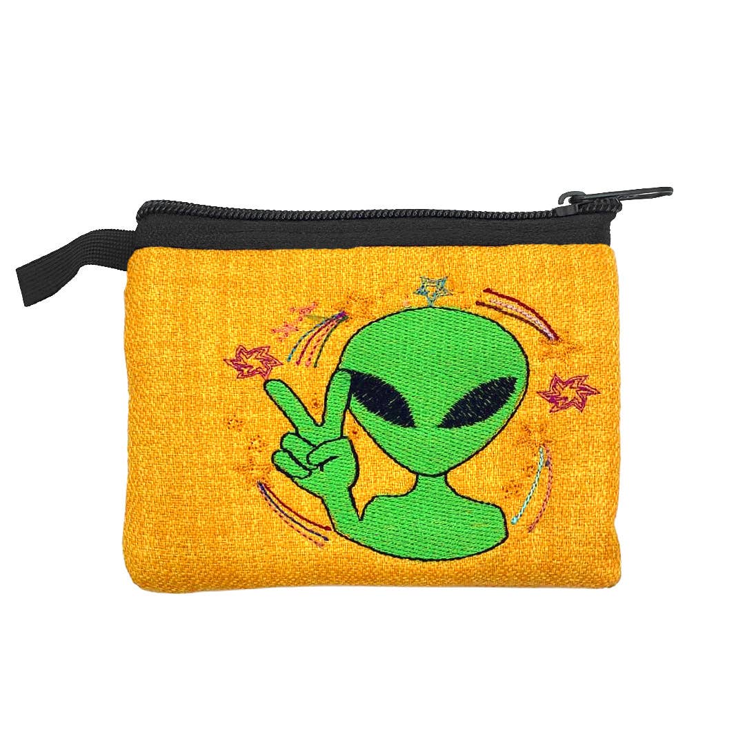 Embroidered Alien UFO Ecuadorian Coin Purse Pouch