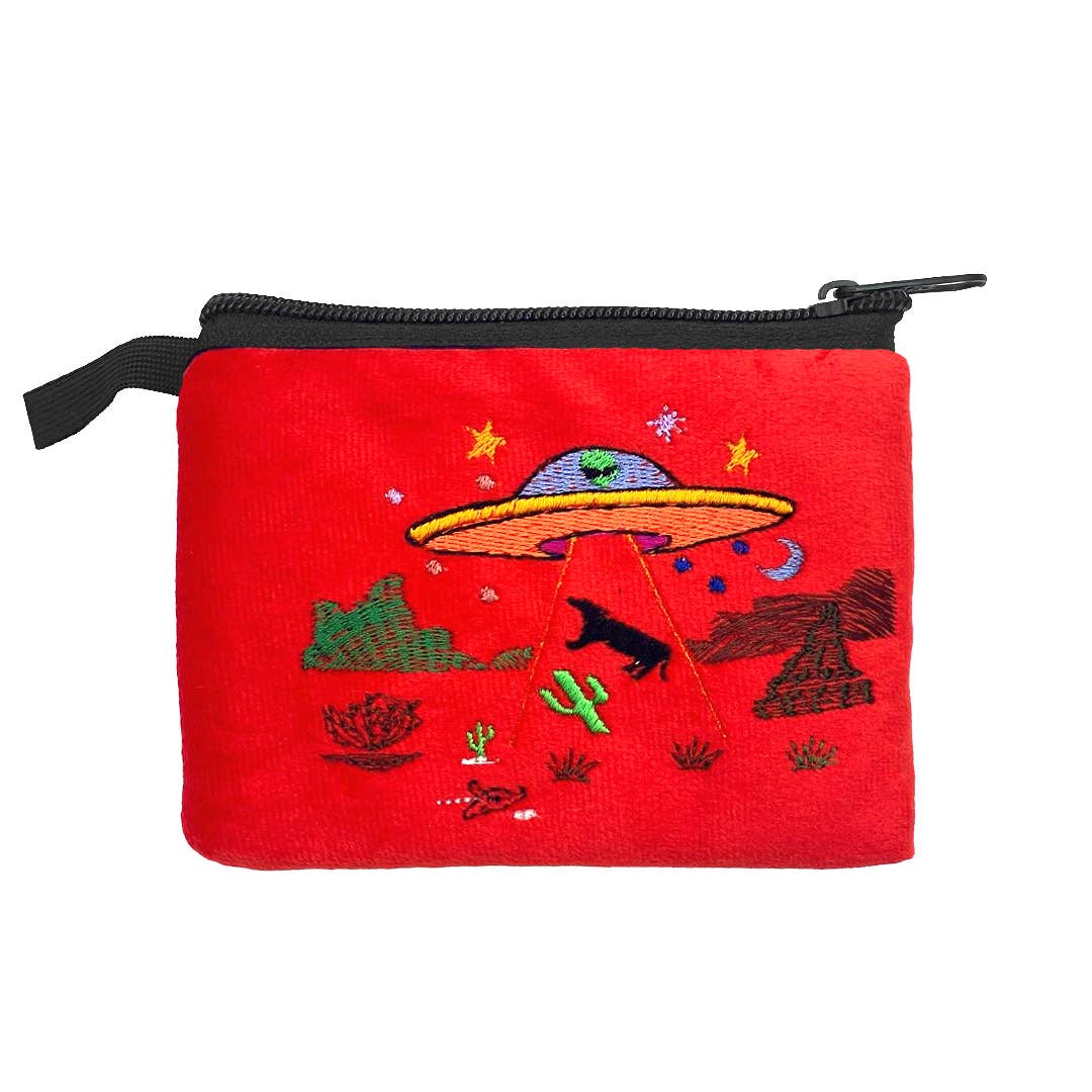 Embroidered Alien UFO Ecuadorian Coin Purse Pouch