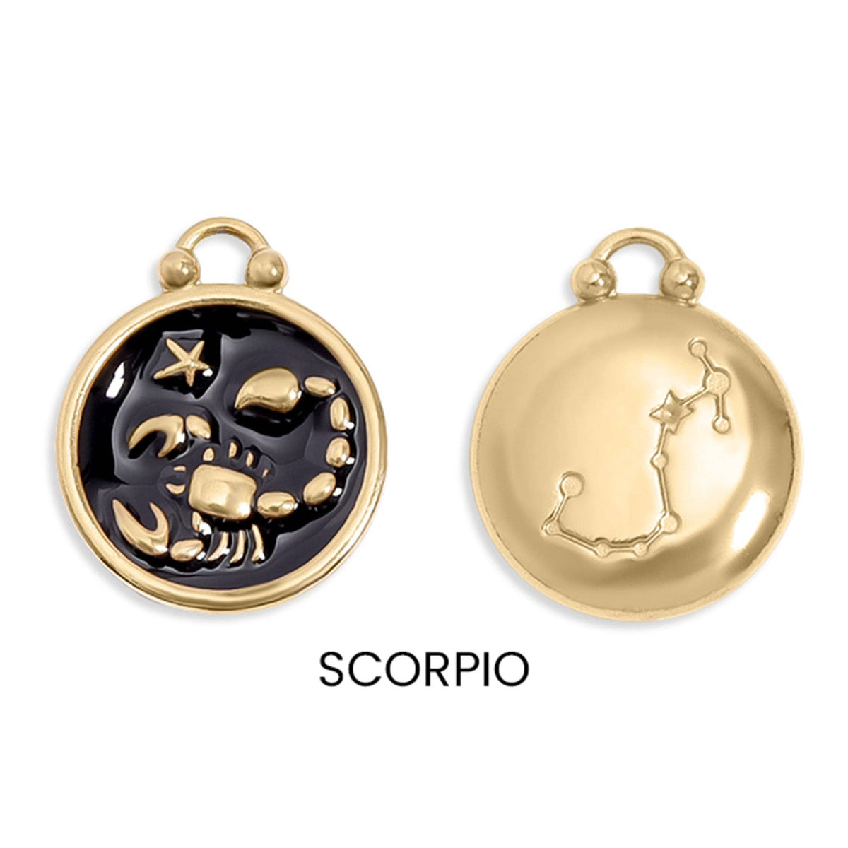 18K Gold PVD Stainless Steel Epoxy Filled Zodiac Pendants: Cancer