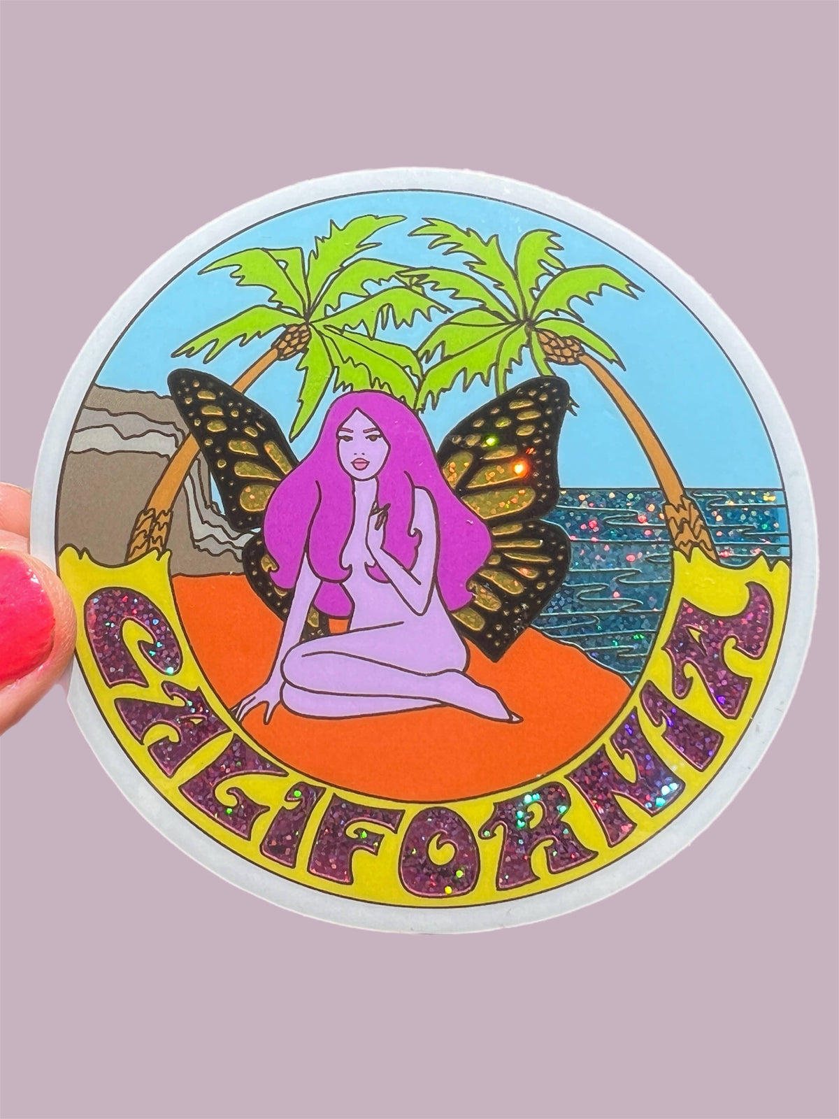 California Monarch Fairy Glitter STICKER 3 Inch