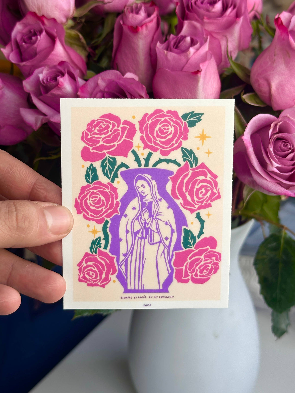 Virgencita jumbo sticker : Red