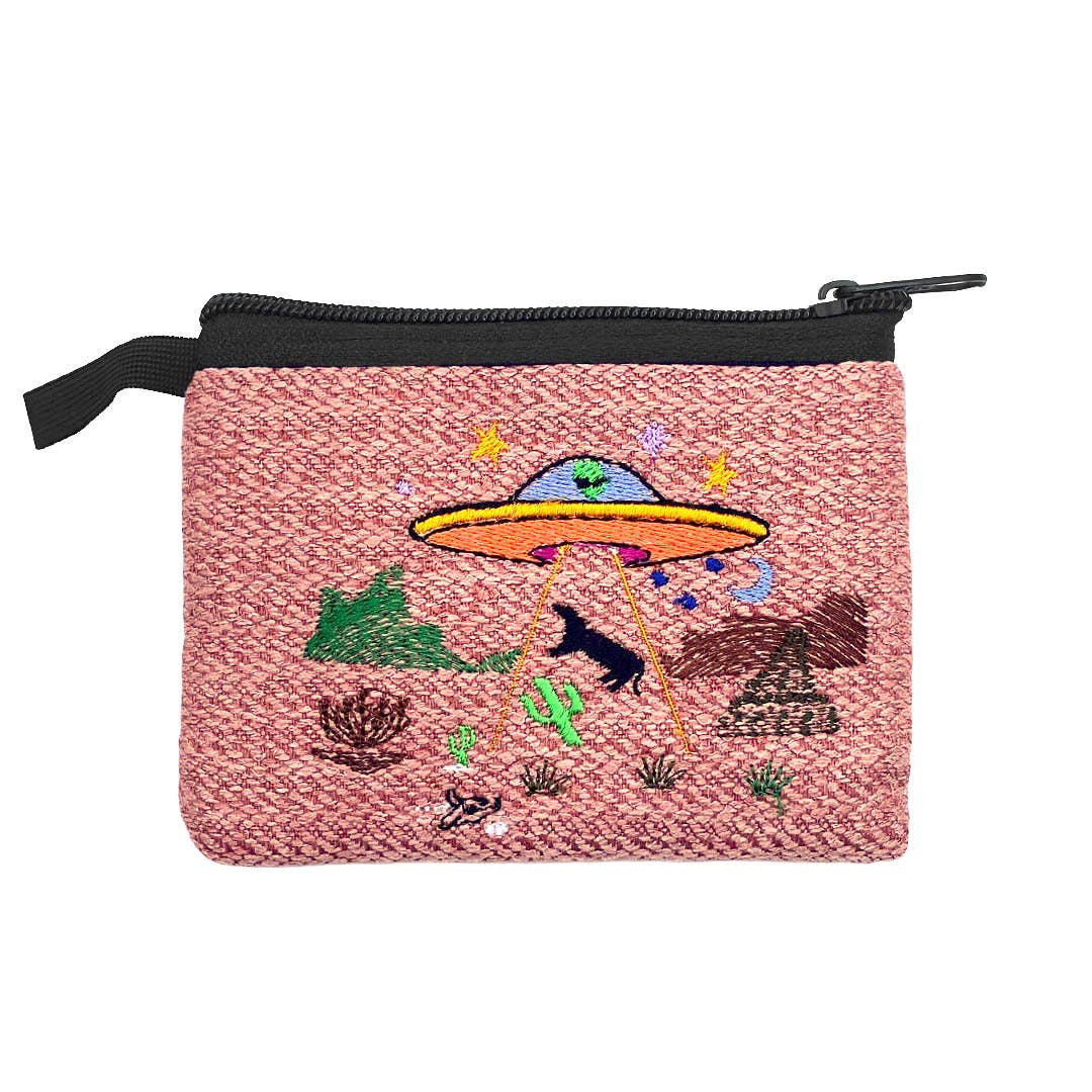 Embroidered Alien UFO Ecuadorian Coin Purse Pouch