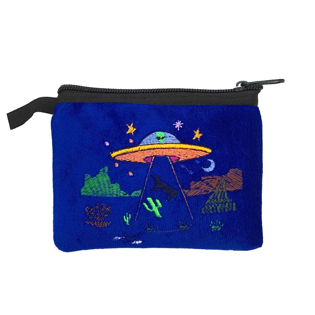 Embroidered Alien UFO Ecuadorian Coin Purse Pouch
