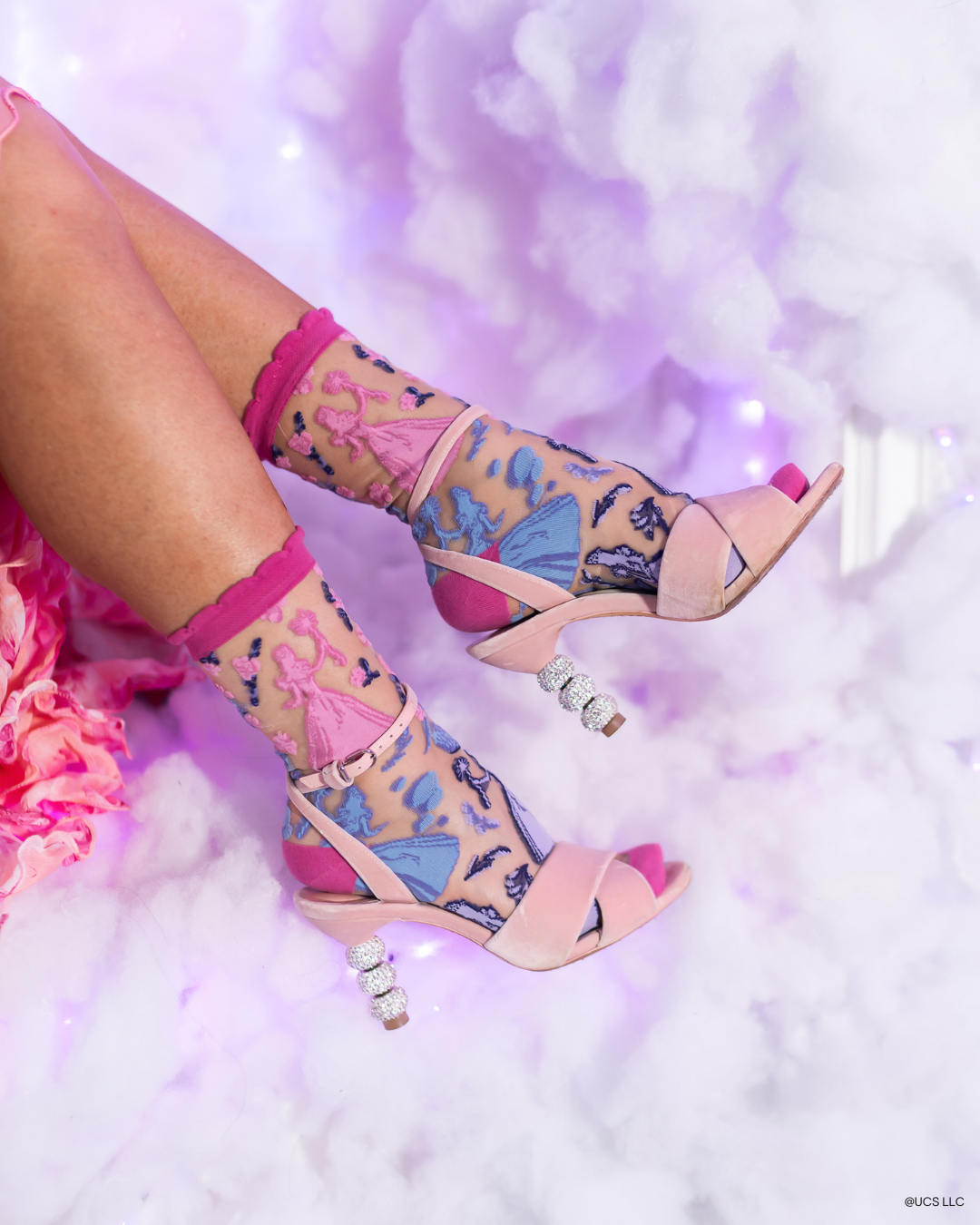 KIDS  {Youth} Wicked Glinda Silhouette Ruffle Sheer Crew Sock