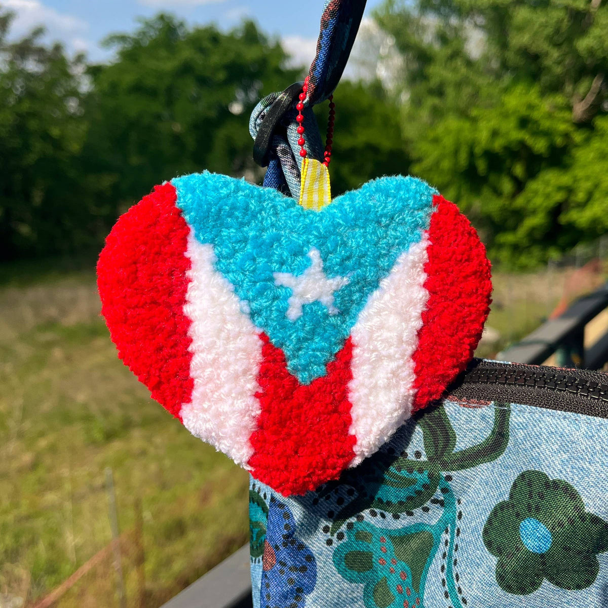 Puerto Rican Flag Heart Bag Charm