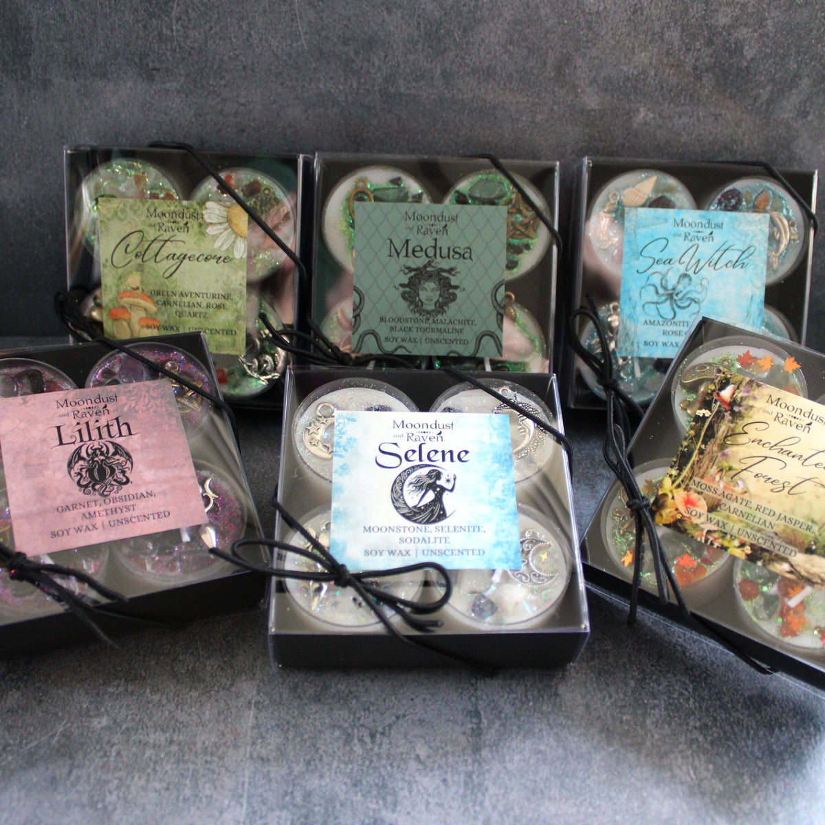 Hecate Tealight Crystal Candles, Ritual Candles