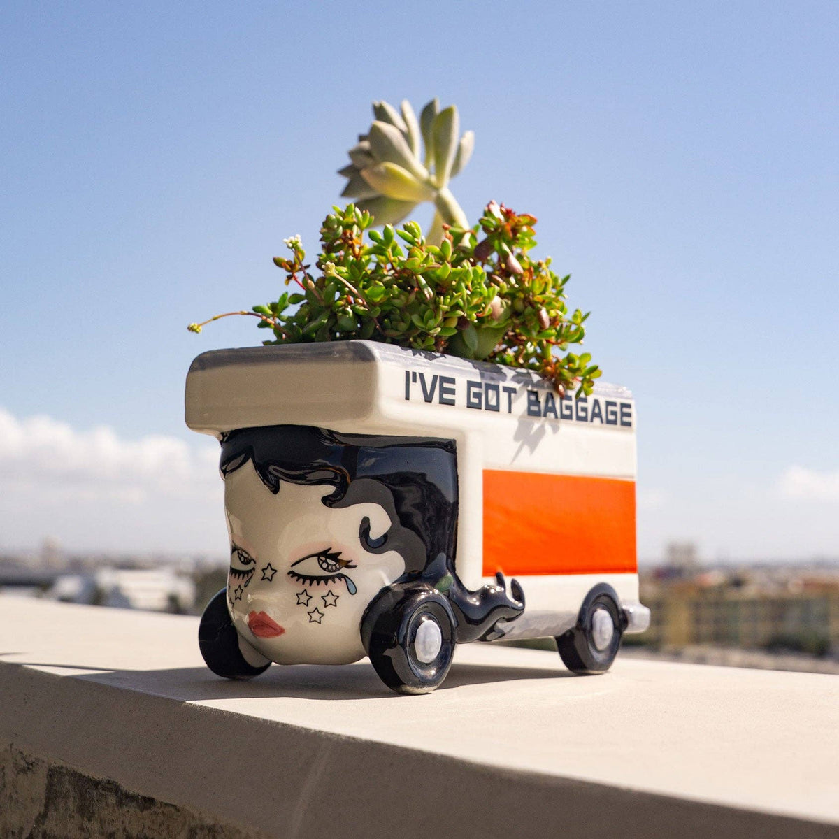 I've Got Baggage Ceramic Planter