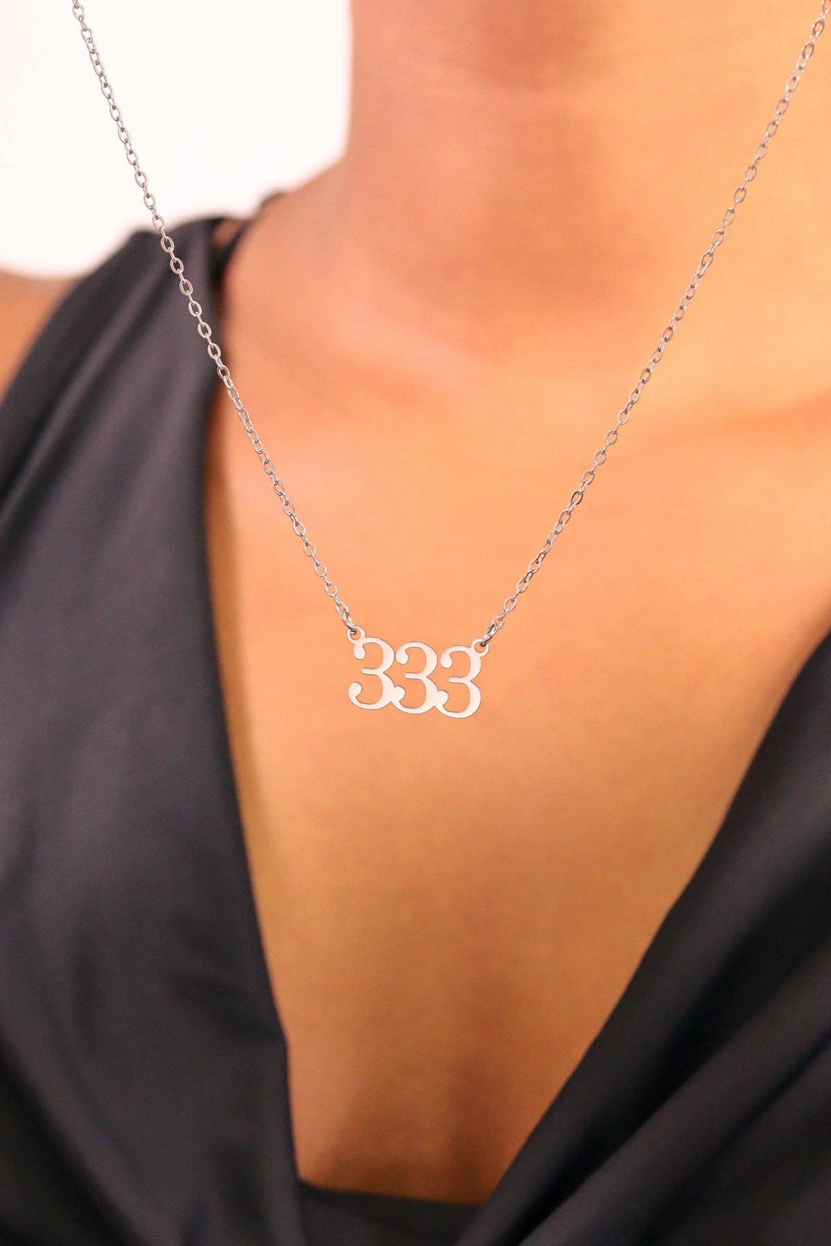 18K Gold PVD Stainless Steel Angel Number Necklace: Gold / 888