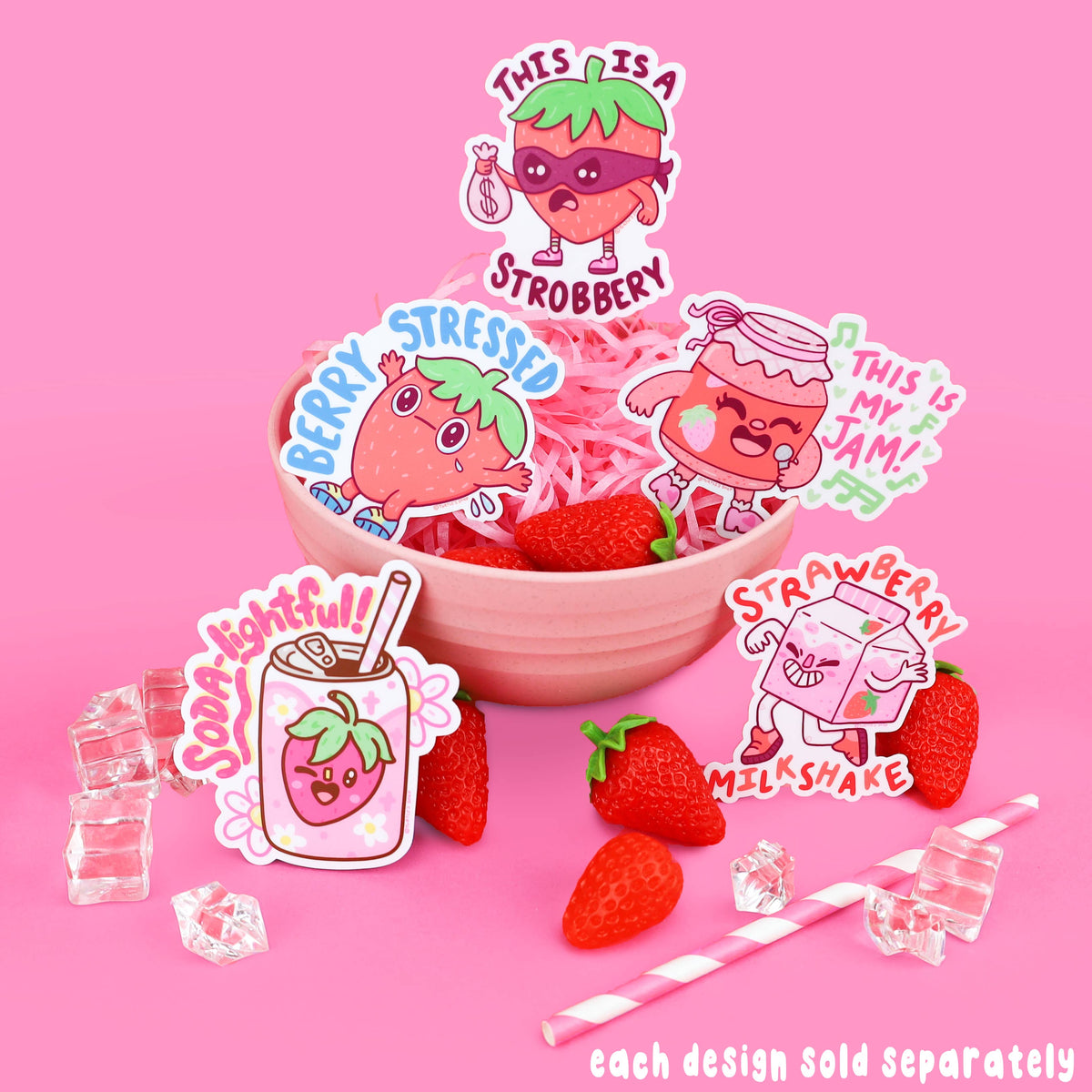 Berry Stressed Anxiety Panic Funny Strawberry Vinyl Sticker