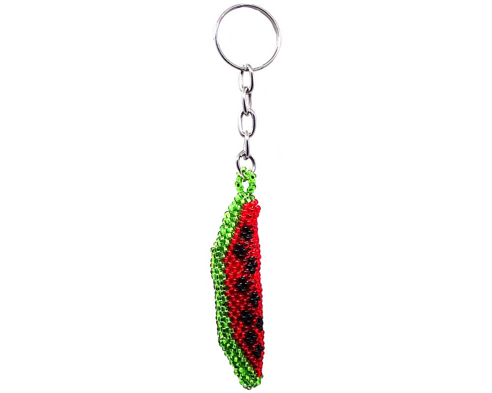 Beaded Watermelon Seed Bead Figurine Keychain