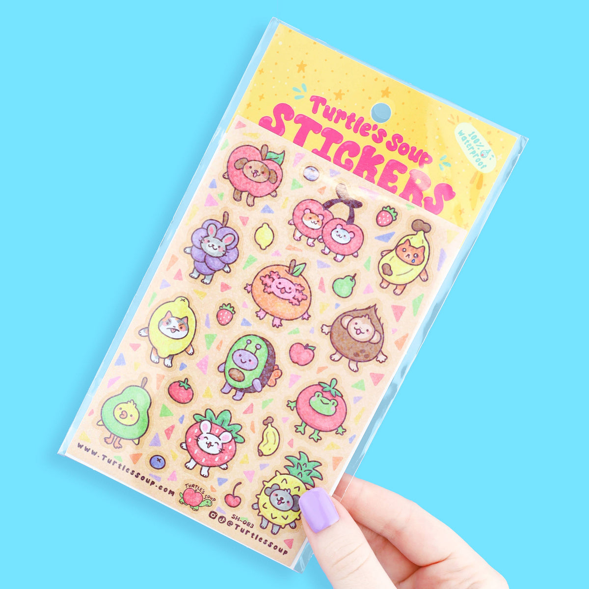 Fruit Friend Animals Funny Cute Kawaii Glitter Sticker Sheet