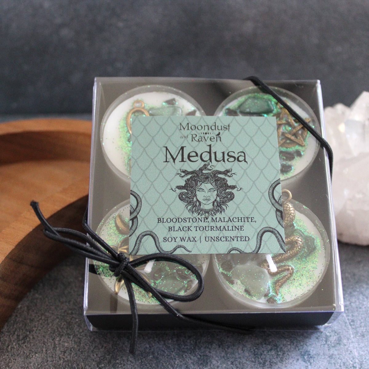 Medusa Tealight Crystal Candles, Ritual Candles