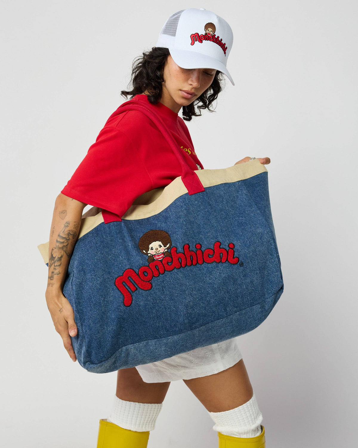 Monchhichi™ Washed Denim Tote Bag