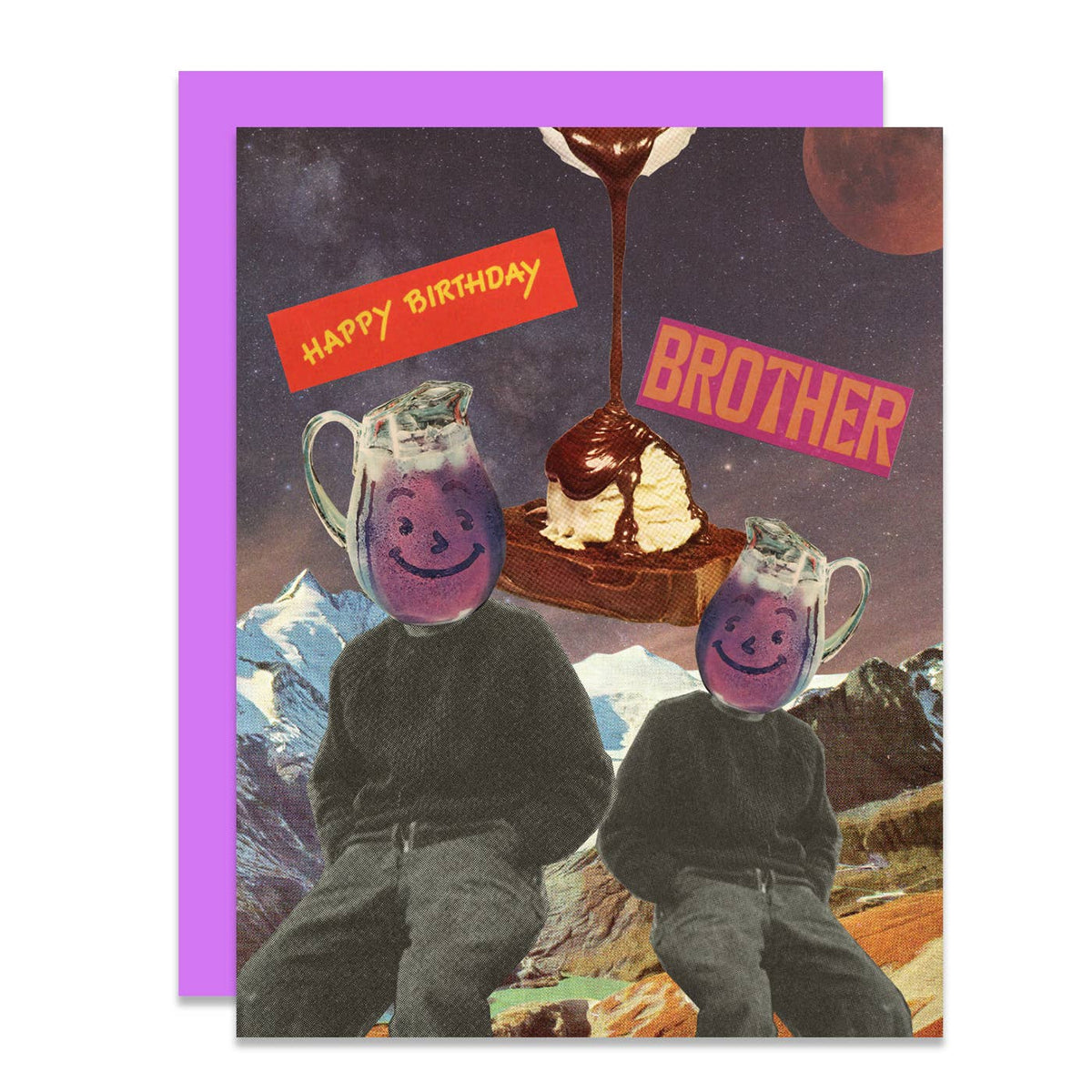 Brother Birthday Card – Vintage Collage with Kool-Aid Heads