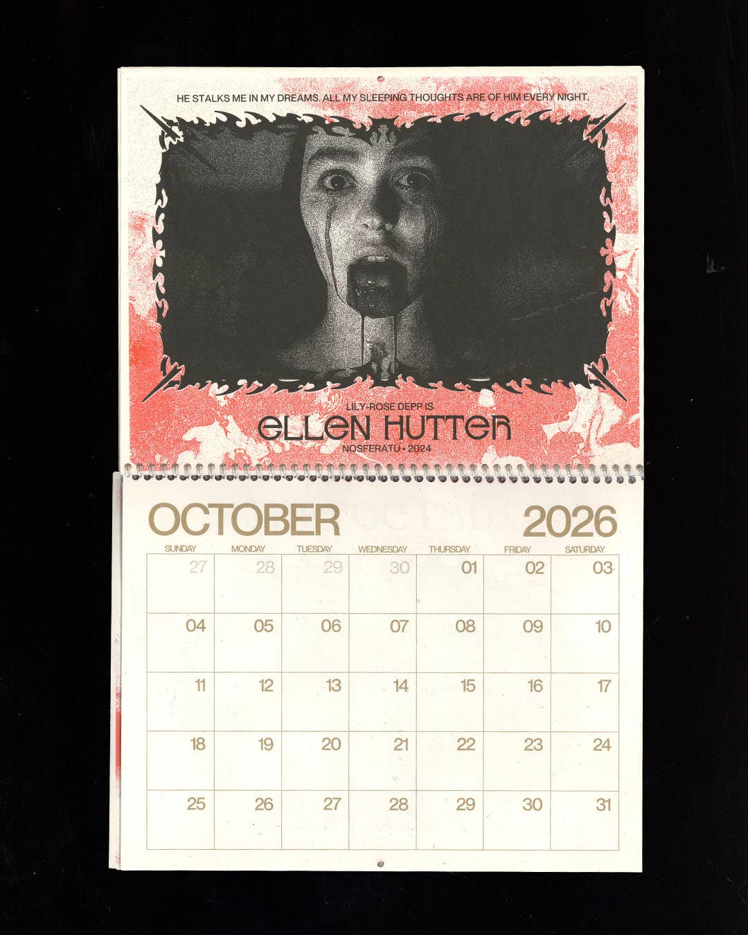 Women of Horror Risograph Spiral-Bound 2026 Calendar