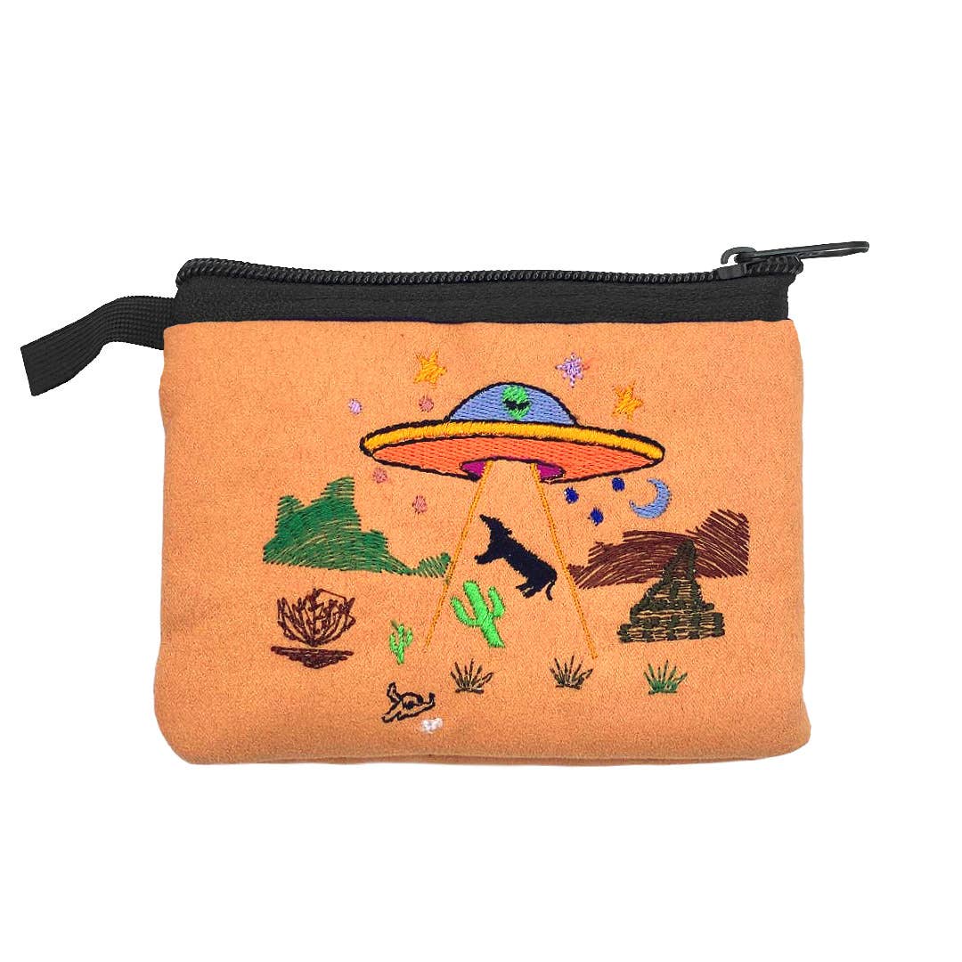Embroidered Alien UFO Ecuadorian Coin Purse Pouch