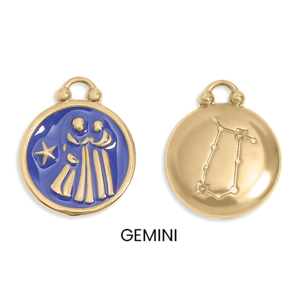 18K Gold PVD Stainless Steel Epoxy Filled Zodiac Pendants: Cancer