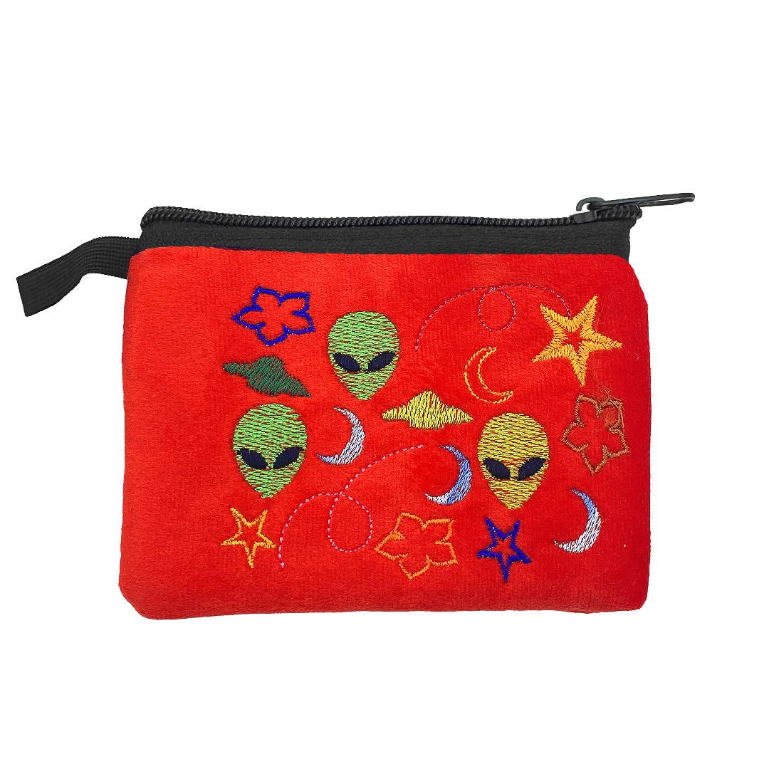 Embroidered Alien UFO Ecuadorian Coin Purse Pouch