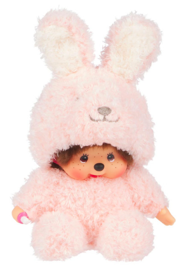 Sekiguchi Monchhichi Sitting Fluffy Bunny Doll Plush