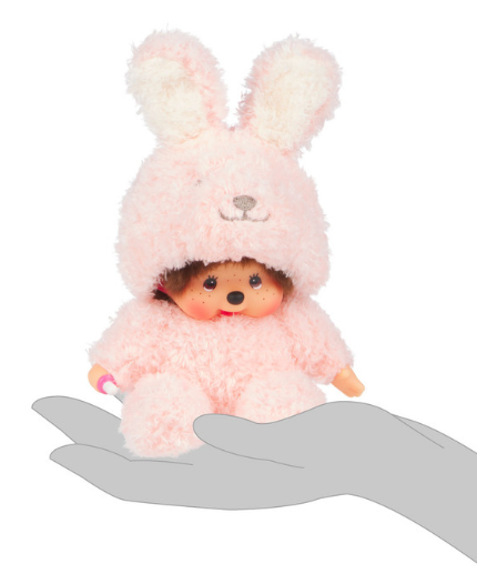 Sekiguchi Monchhichi Sitting Fluffy Bunny Doll Plush