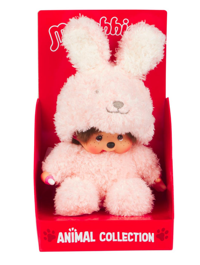 Sekiguchi Monchhichi Sitting Fluffy Bunny Doll Plush