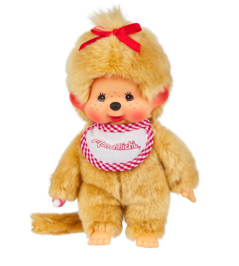Sekiguchi Monchhichi Beige Girl With Bib - Red/White