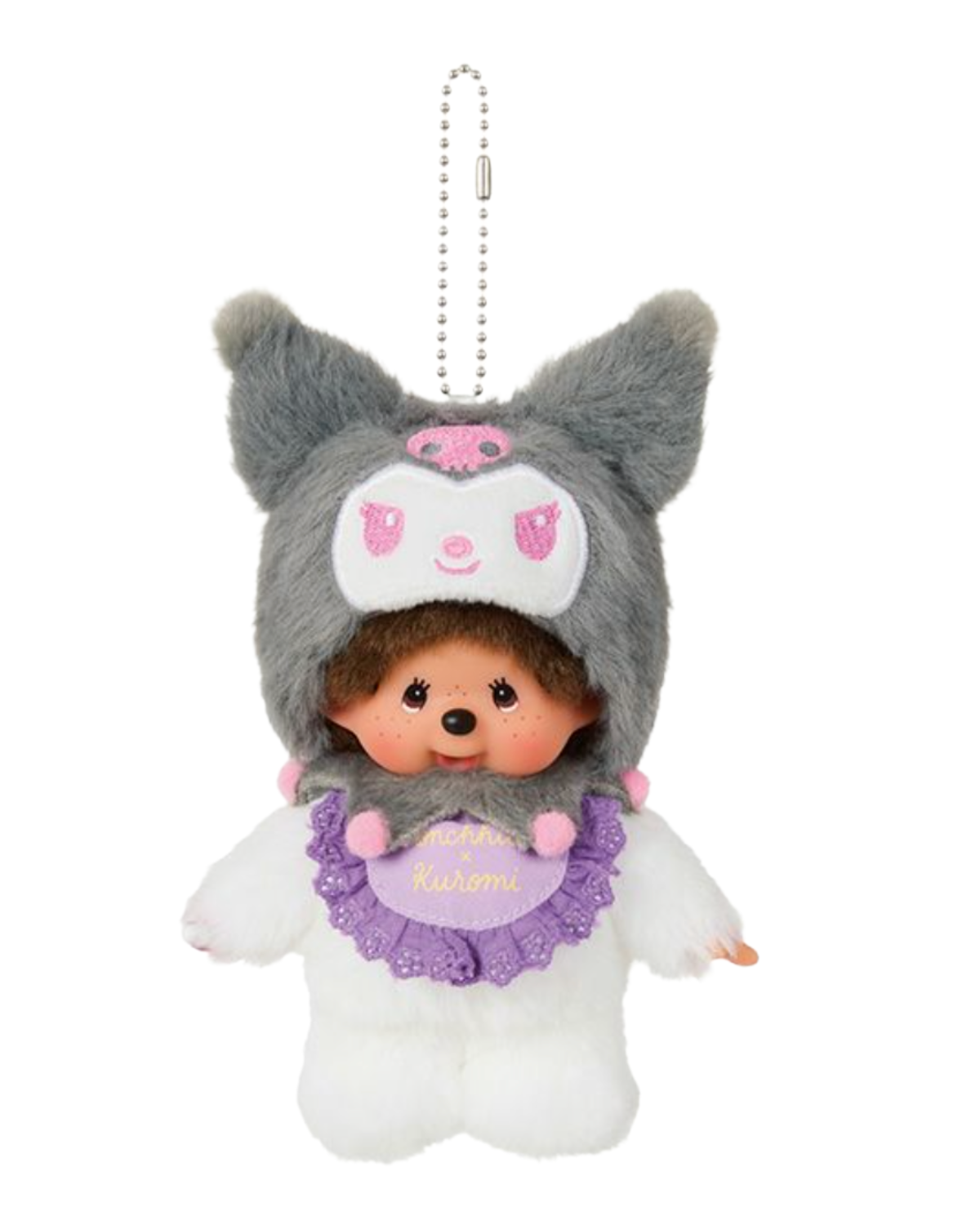 Monchhichi × Sanrio Keychain – Monchhichi × Kuromi | Official Japanese Collectible
