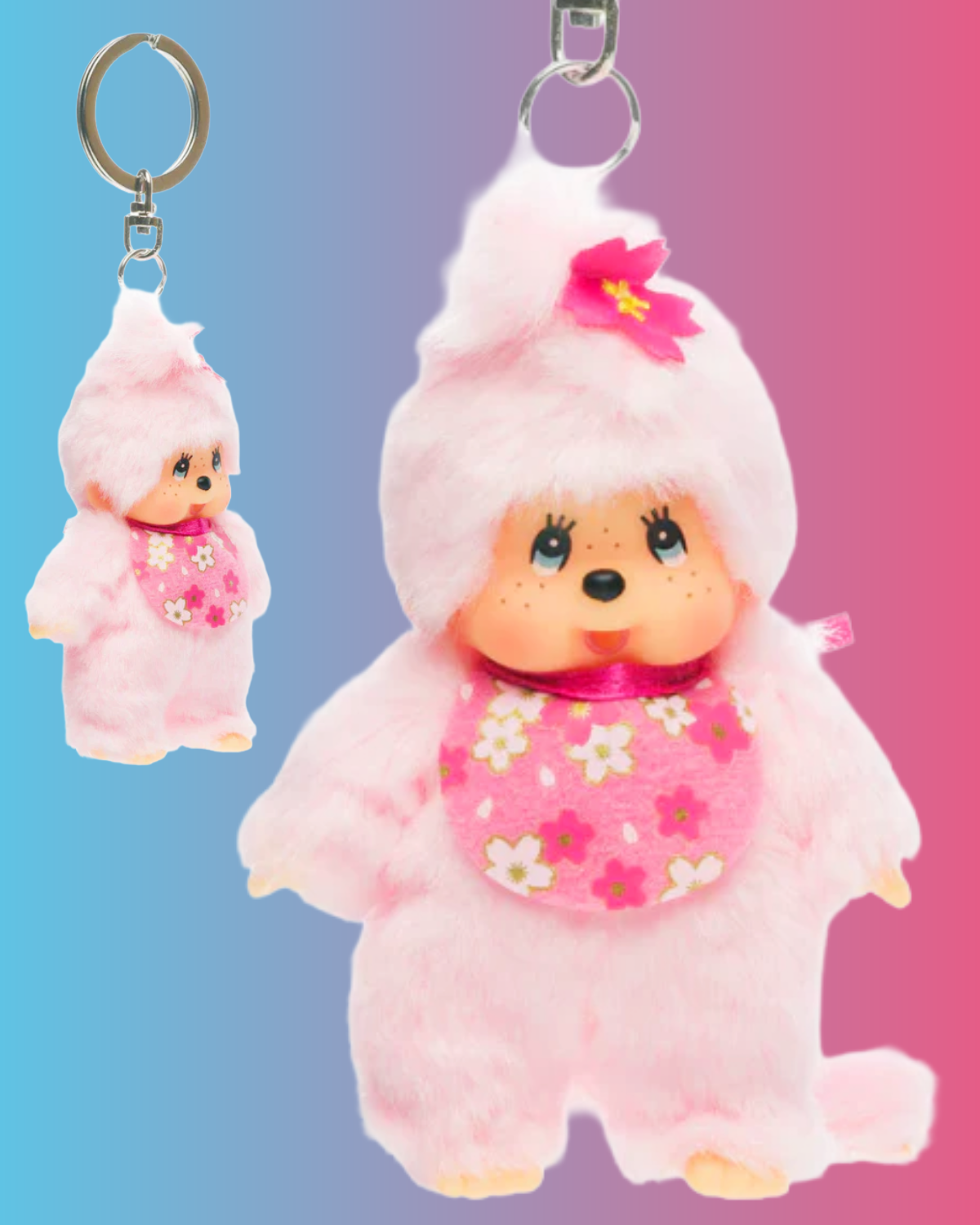 Monchhichi Classic Bebichhichi Cherry Blossom Keychain