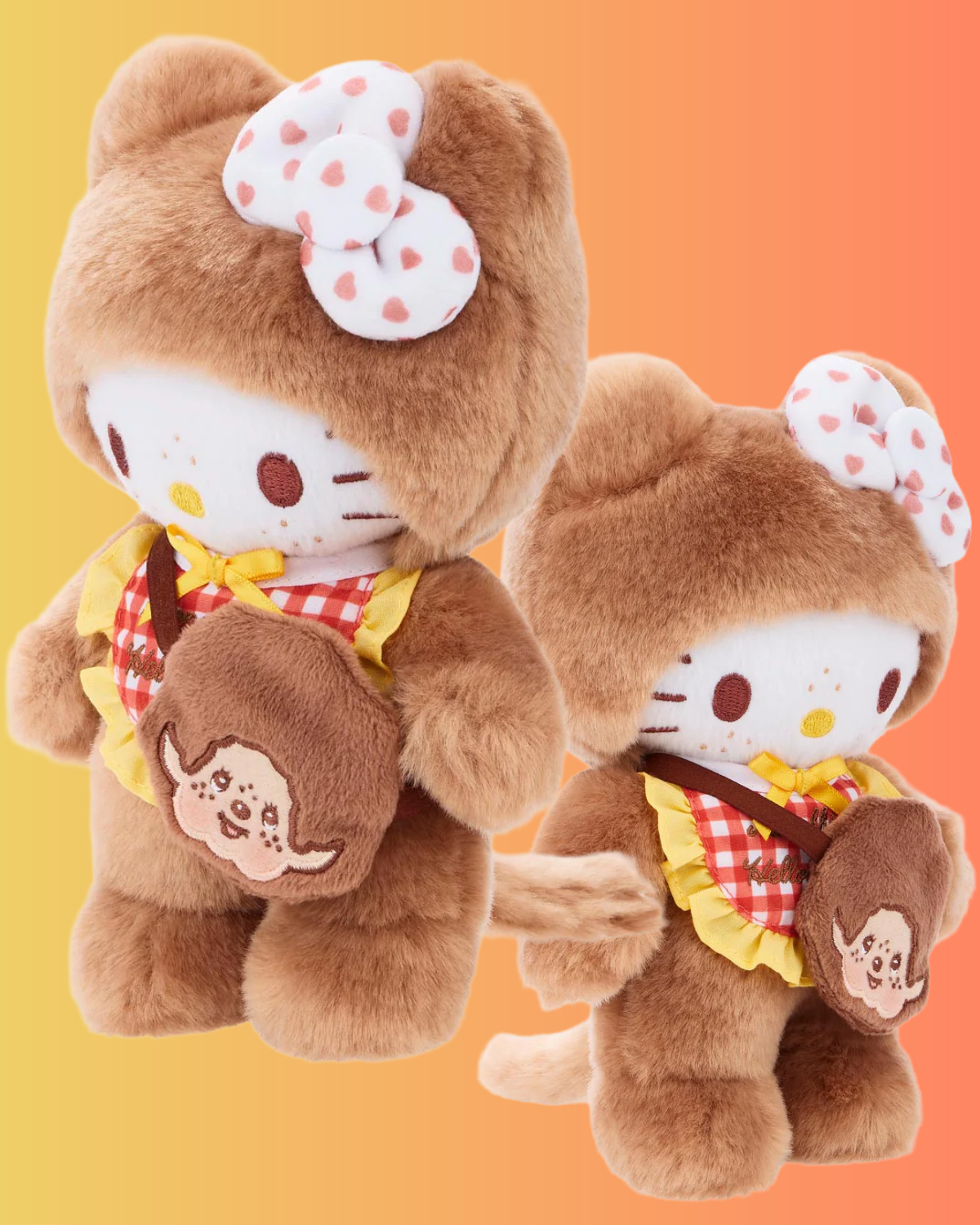 Hello Kitty x Monchhichi 8" Gingham Plush