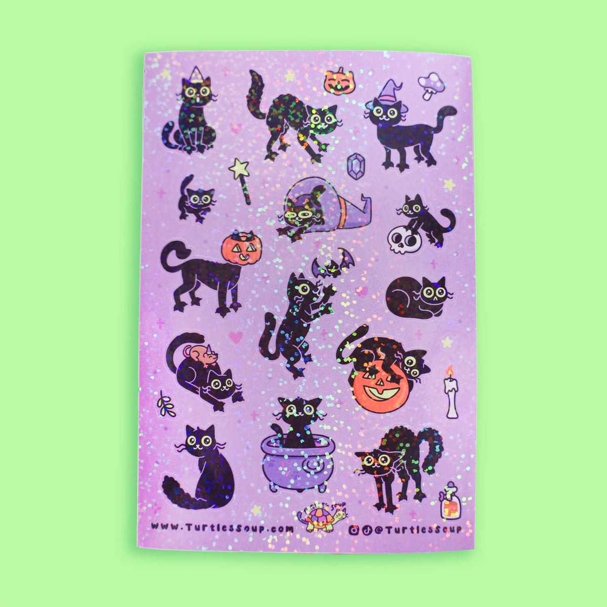 Black Cats | Halloween | Kitty Pumpkin Glitter Sticker Sheet