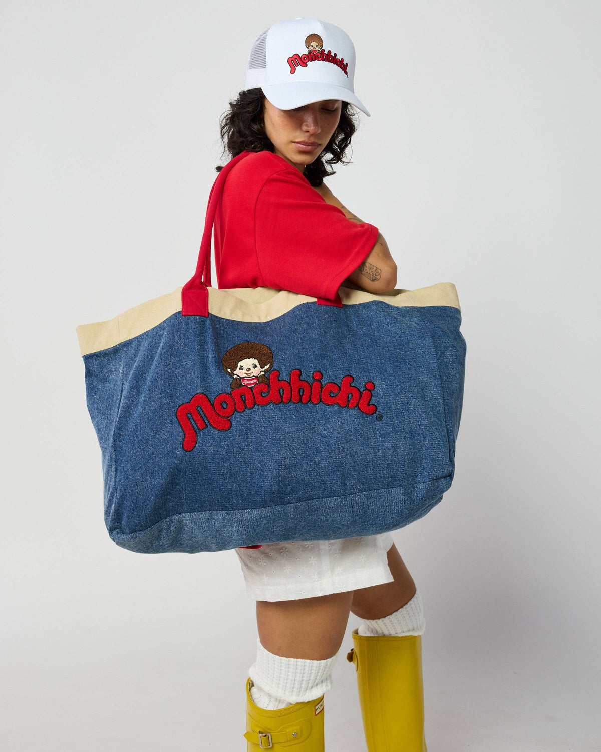 Monchhichi™ Washed Denim Tote Bag