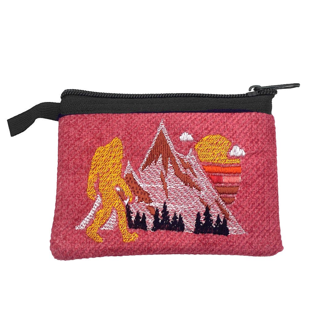 Embroidered Bigfoot Wildlife Nature Coin Purse Pouch