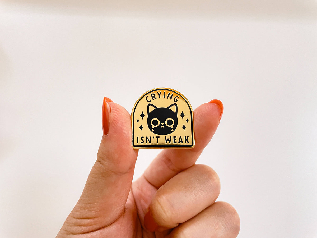 Crying Cat Enamel Pin