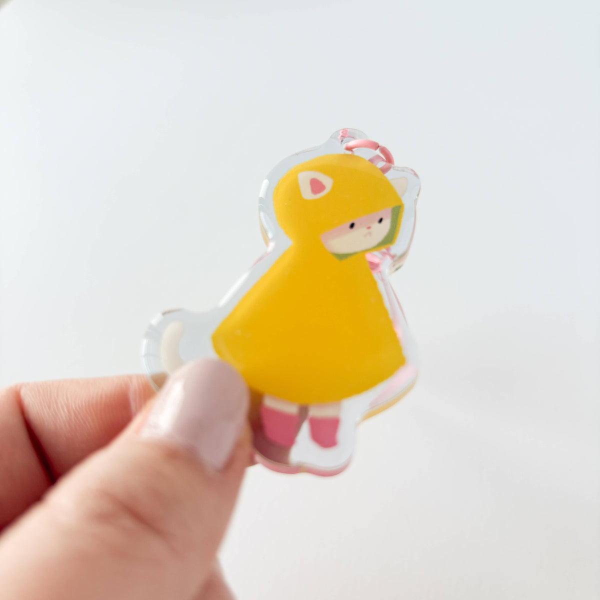 Rainy Cat Glitter Acrylic Keychain