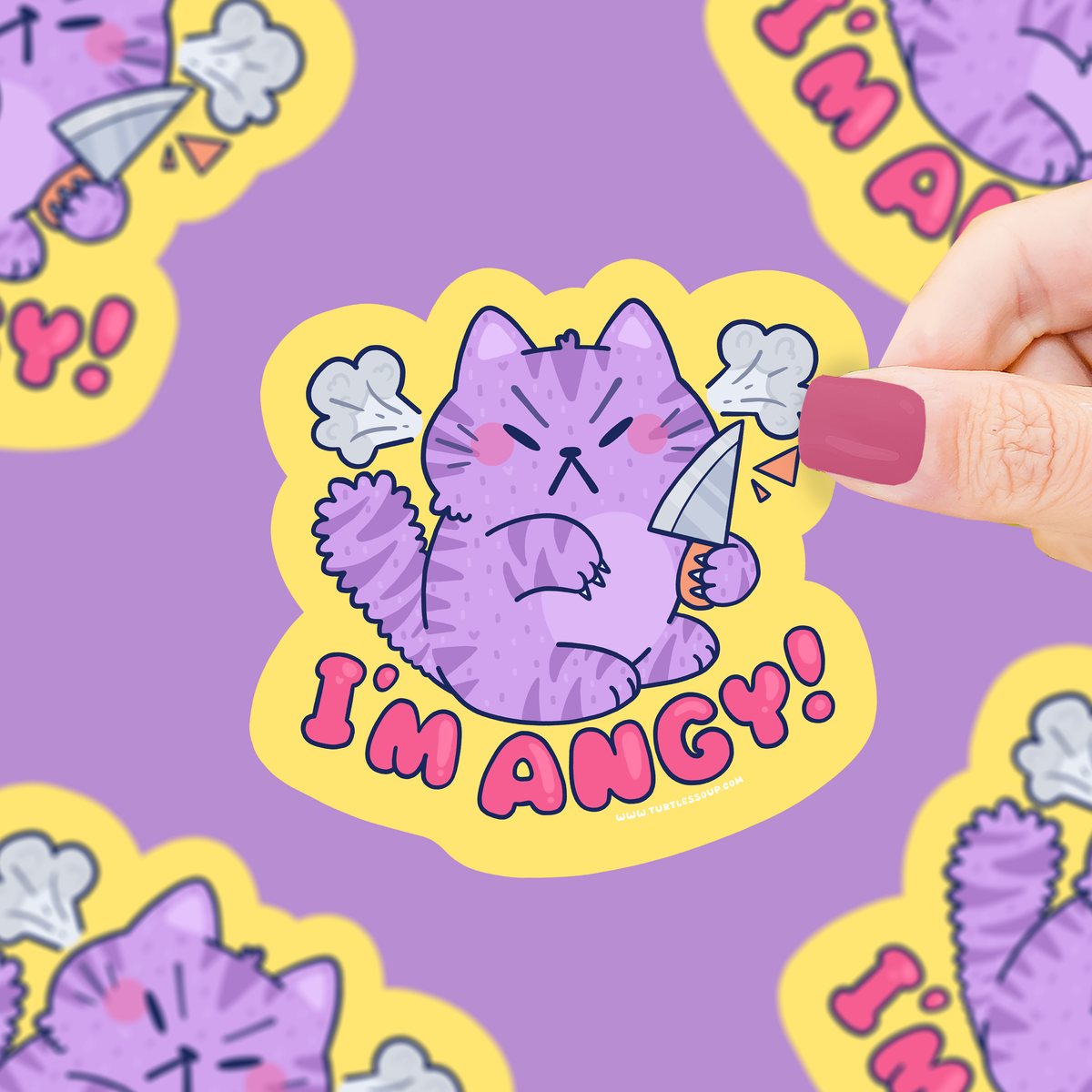 I’m Angy Kitty, Cute, Cats, Angry, Stabby Cat, Vinyl Sticker