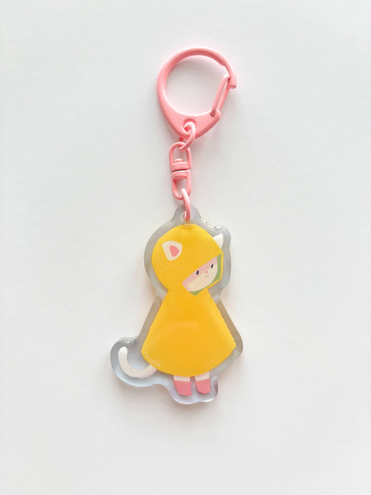 Rainy Cat Glitter Acrylic Keychain