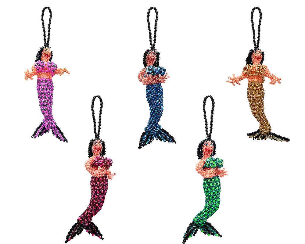 Beaded Mermaid Figurine Seed Bead Hanging Ornament