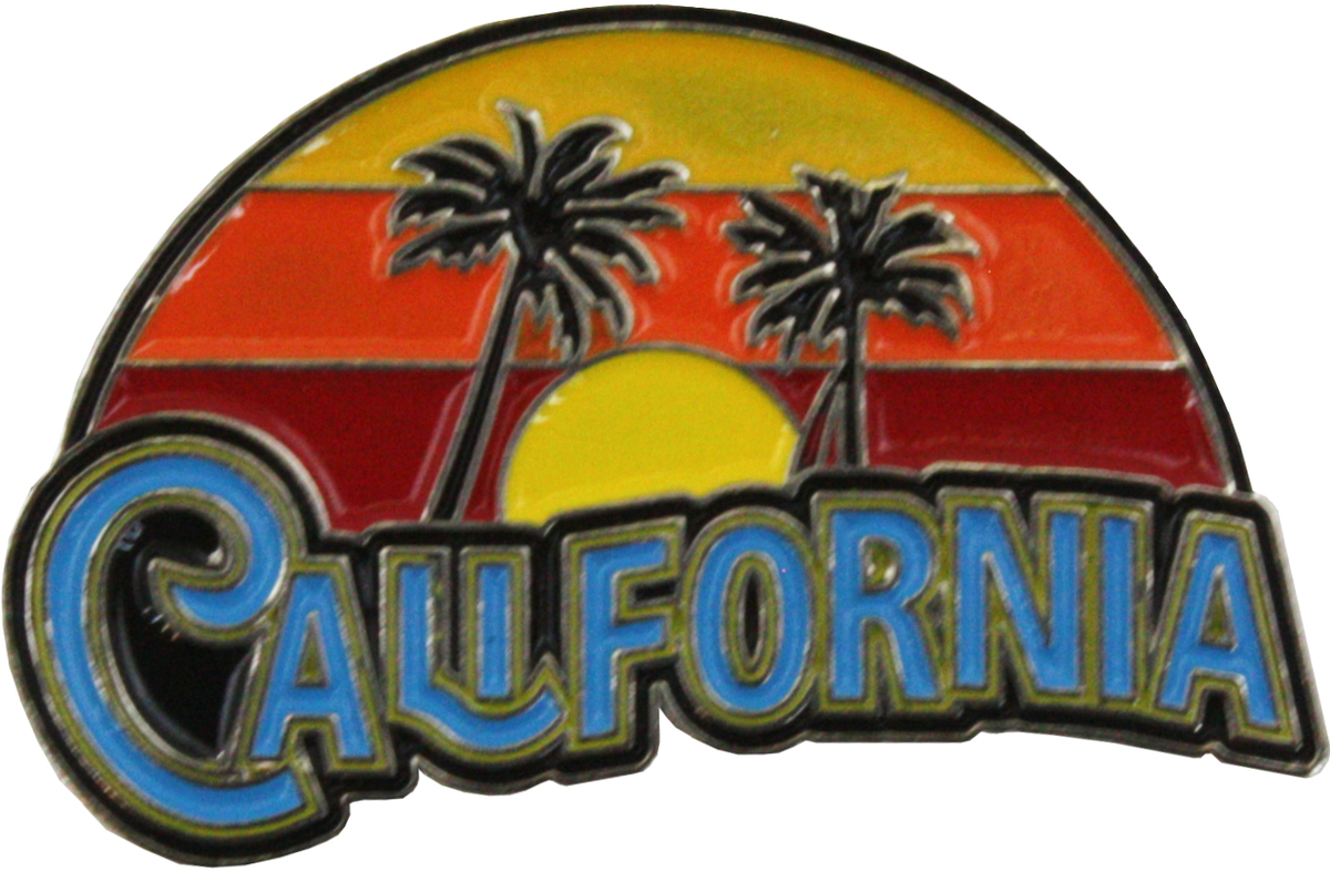 Enamel Pin - California - With Sunset And Palm Trees