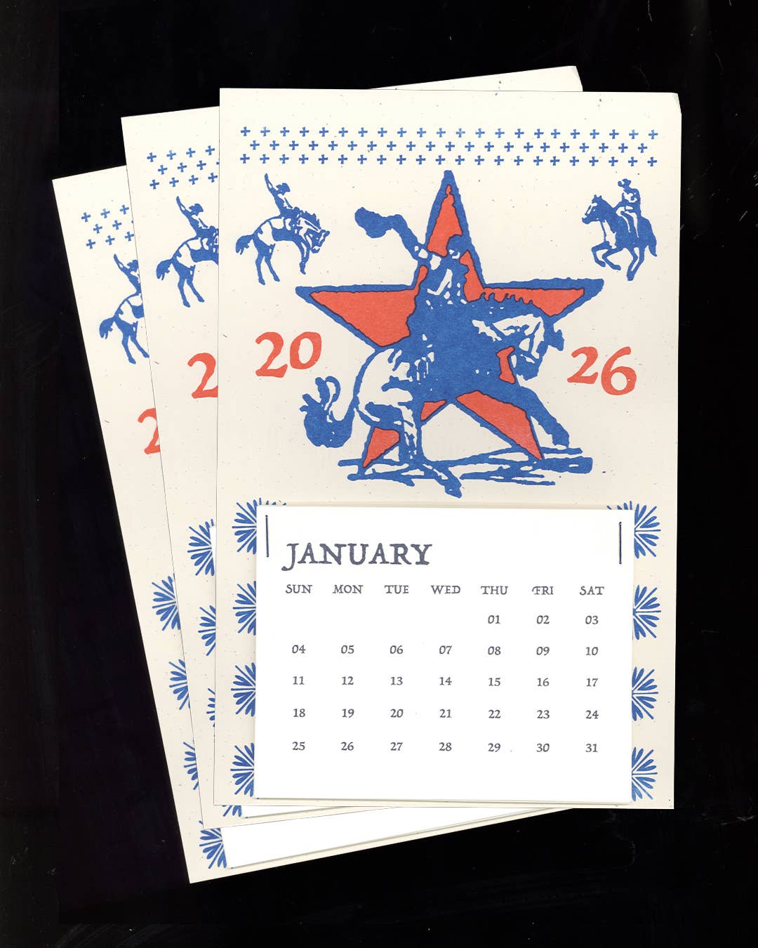 Western Cowboy Risograph Tear-Off 2026 Calendar