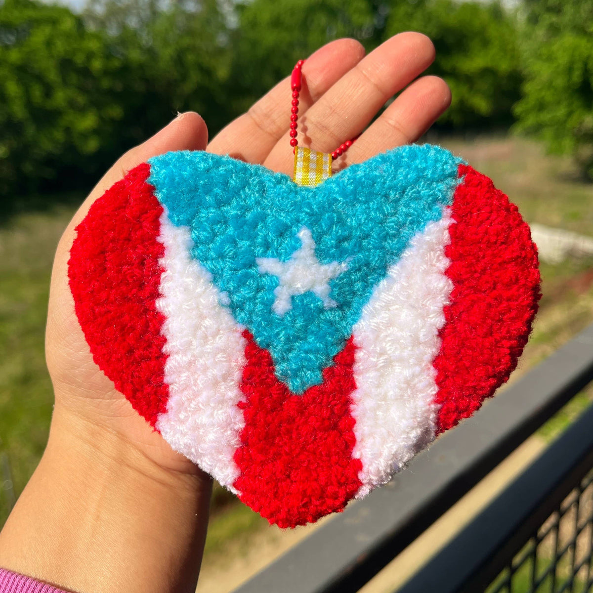 Puerto Rican Flag Heart Bag Charm