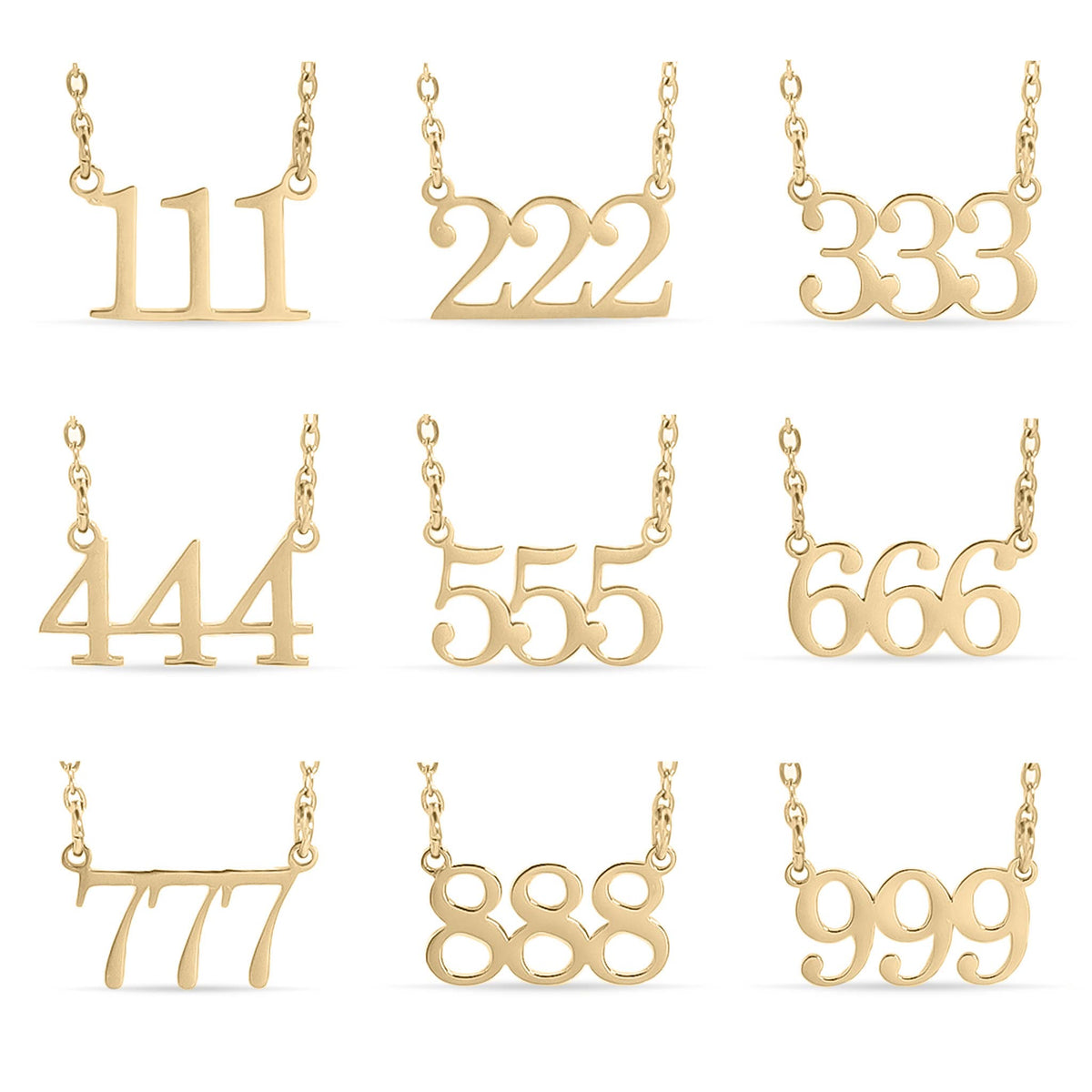 18K Gold PVD Stainless Steel Angel Number Necklace: Gold / 888