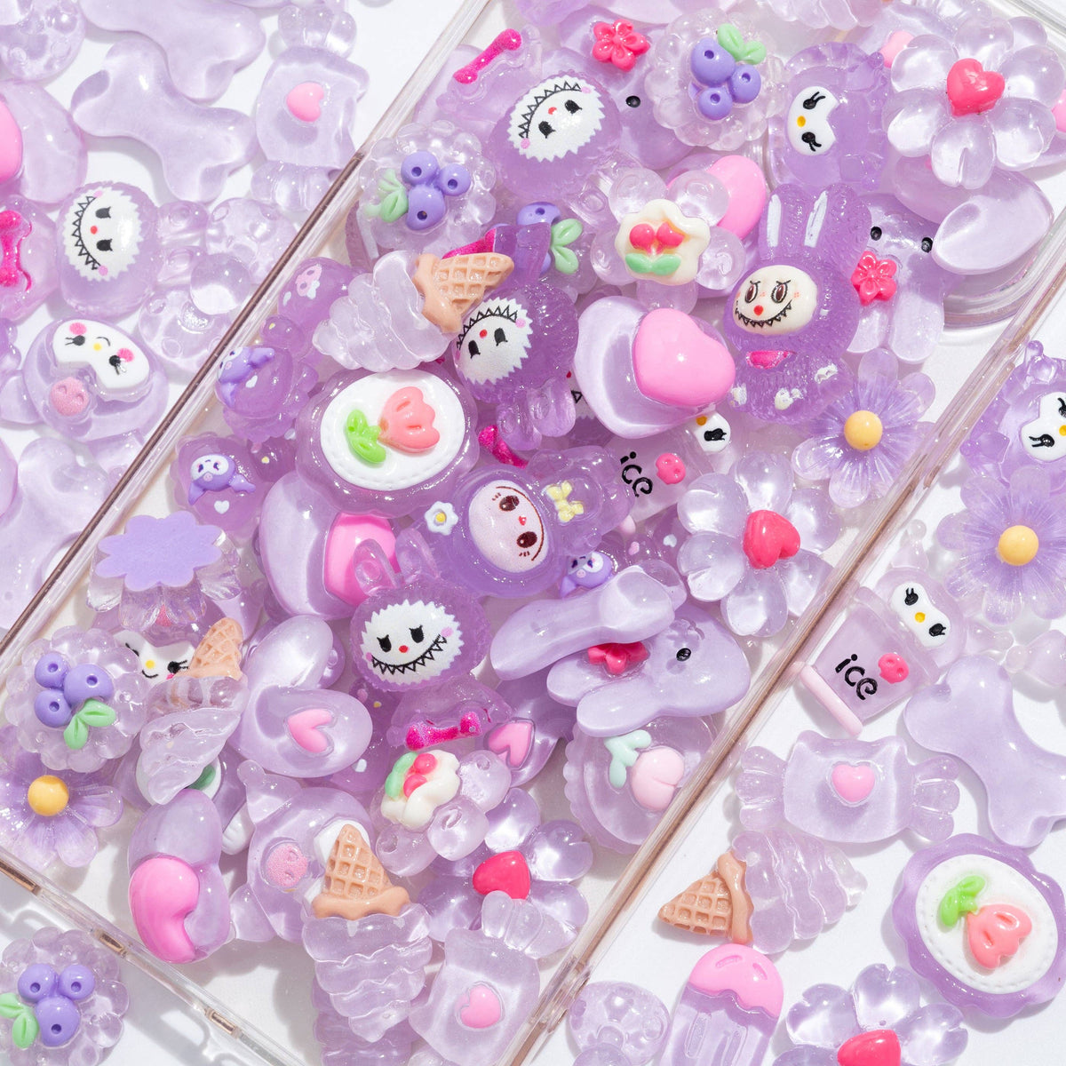 100 Pcs Mixed Decoden Charms: White