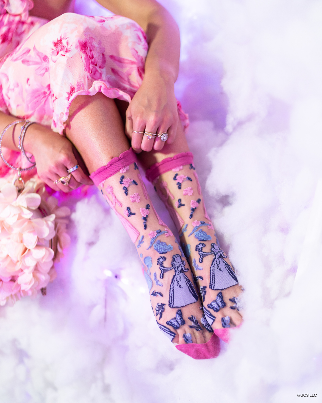 KIDS  {Youth} Wicked Glinda Silhouette Ruffle Sheer Crew Sock