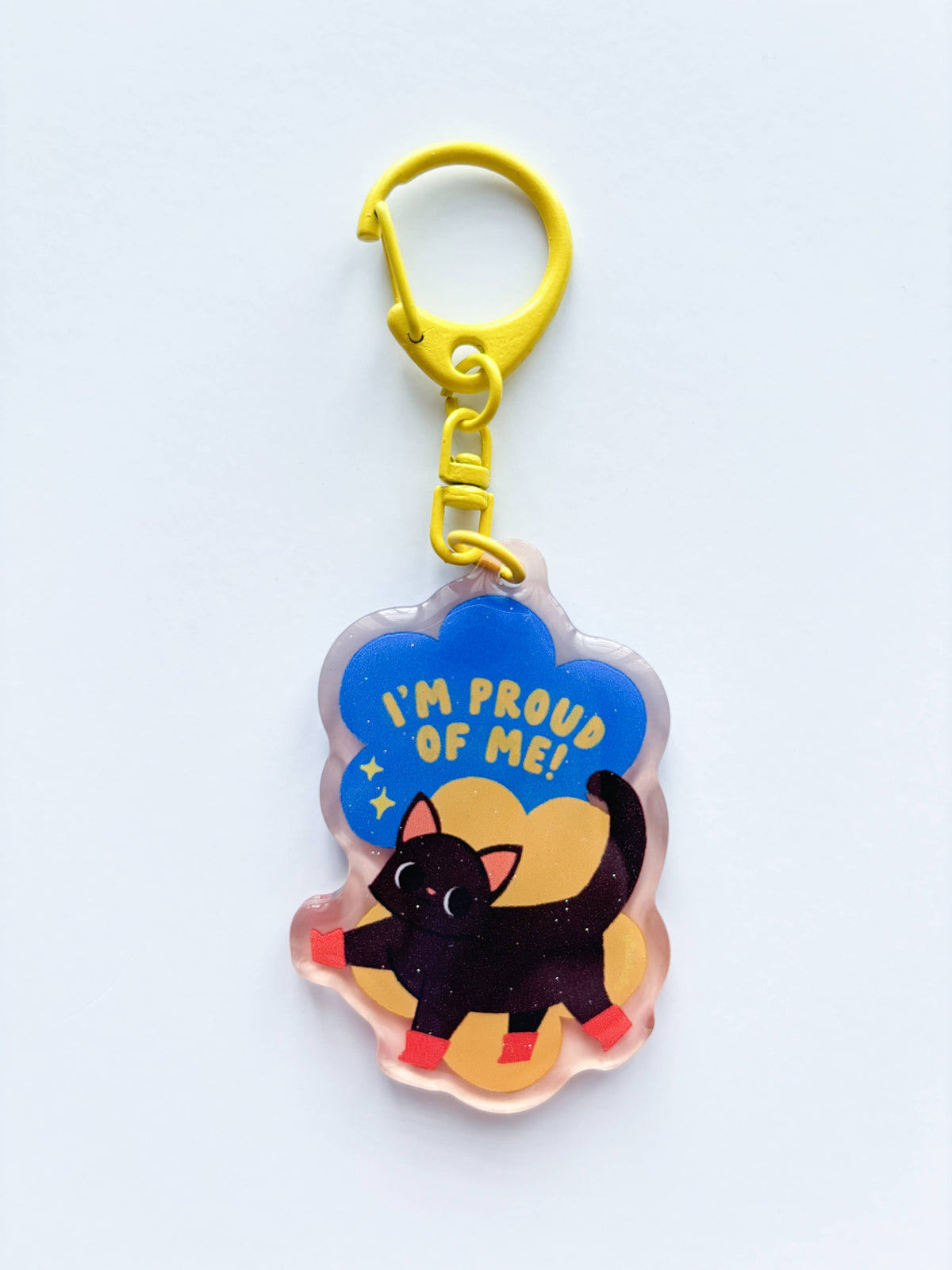 Proud of Me Glitter Acrylic Keychain