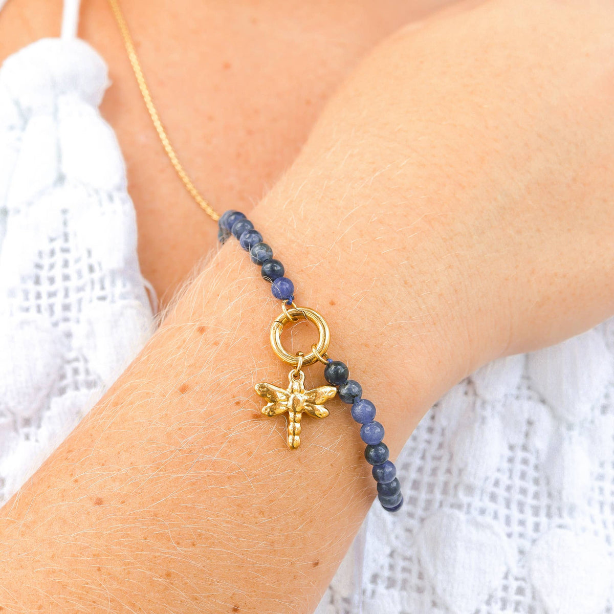 18K Gold PVD Stainless Steel Dragonfly Charm: Gold