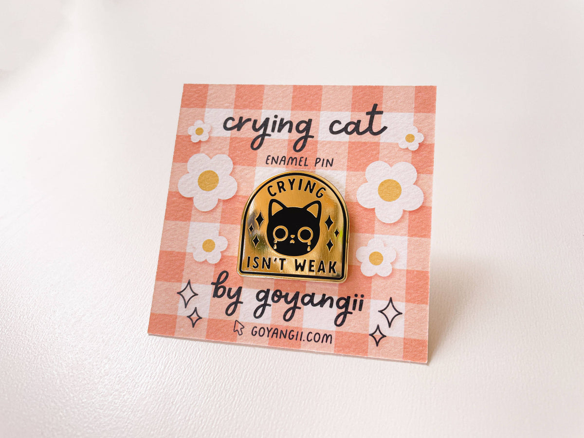Crying Cat Enamel Pin