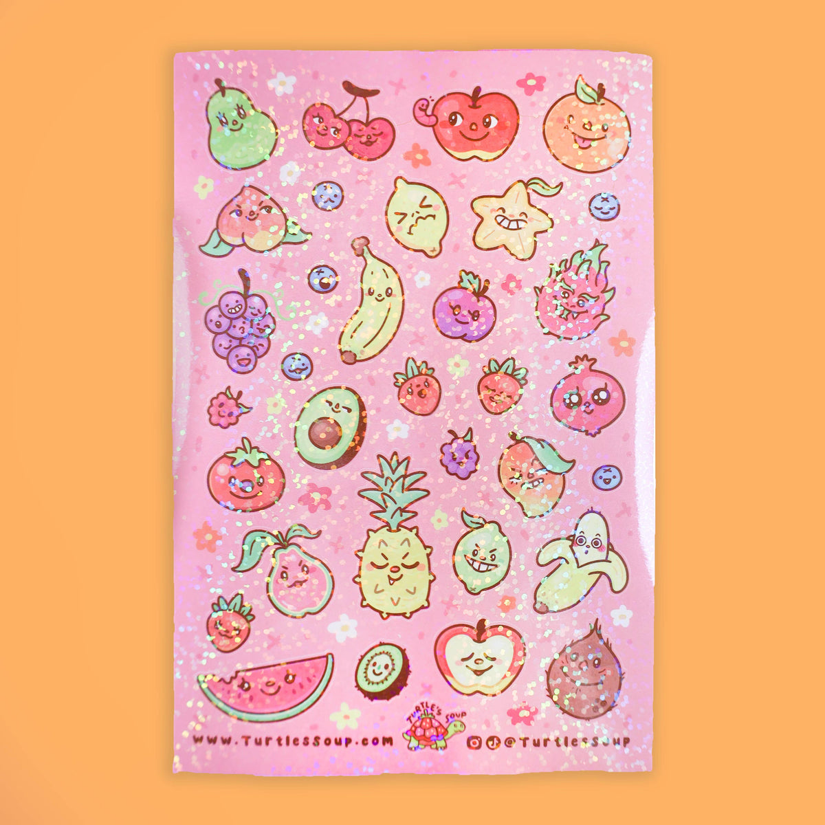 Cute Fruits Planner Journal Kawaii Glitter Sticker Sheet