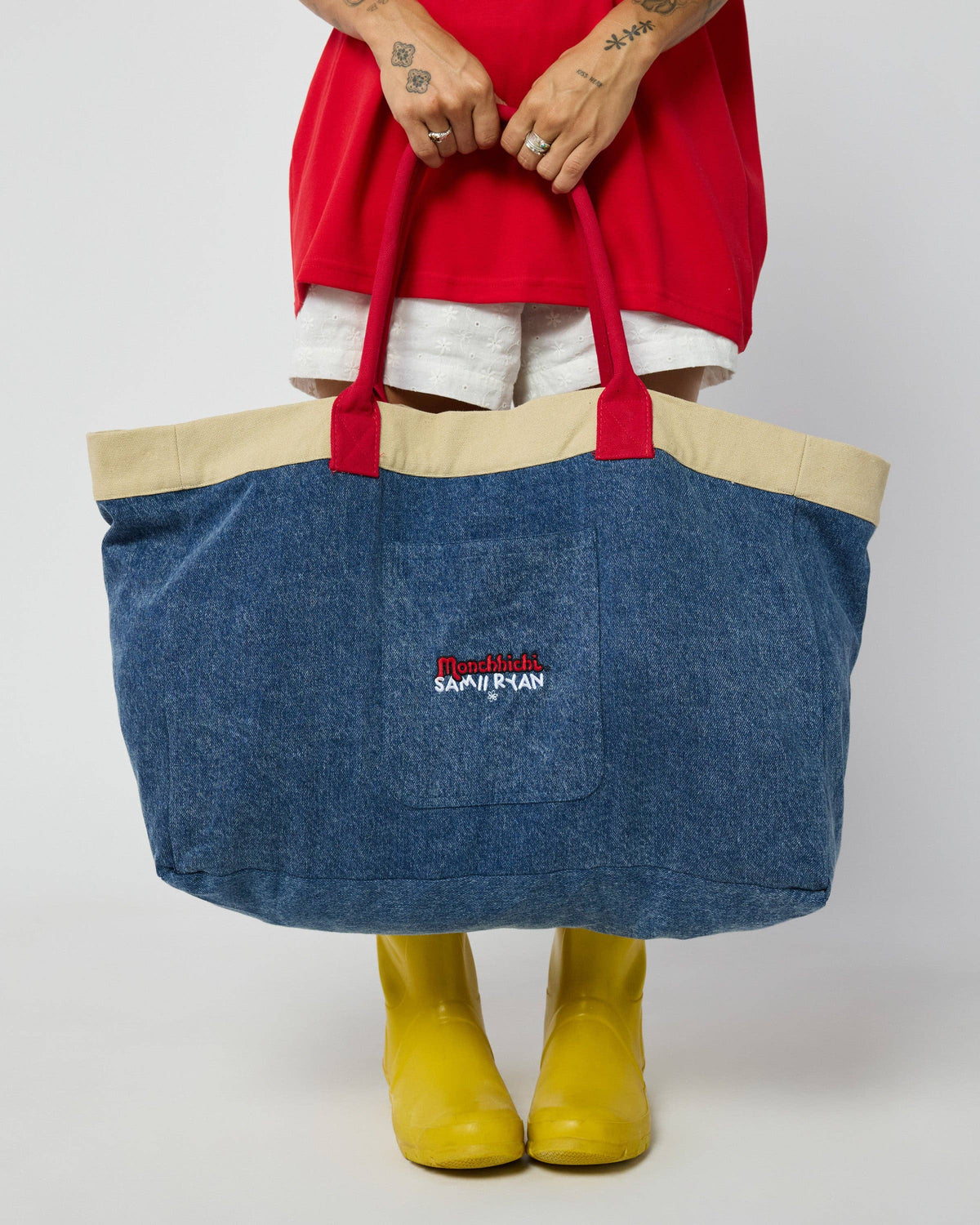 Monchhichi™ Washed Denim Tote Bag