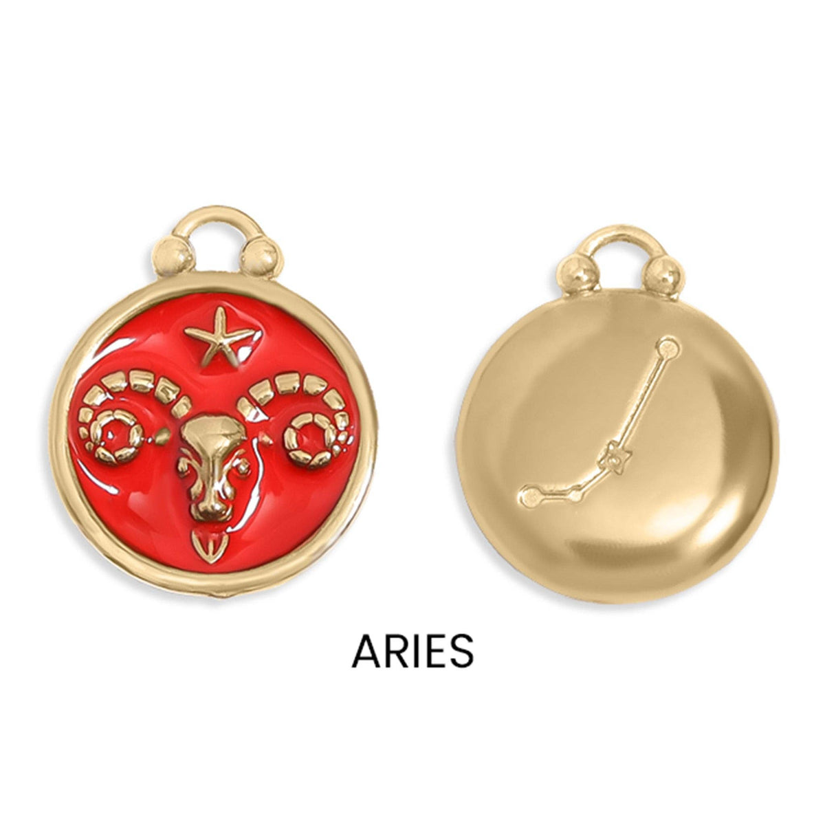 18K Gold PVD Stainless Steel Epoxy Filled Zodiac Pendants: Cancer