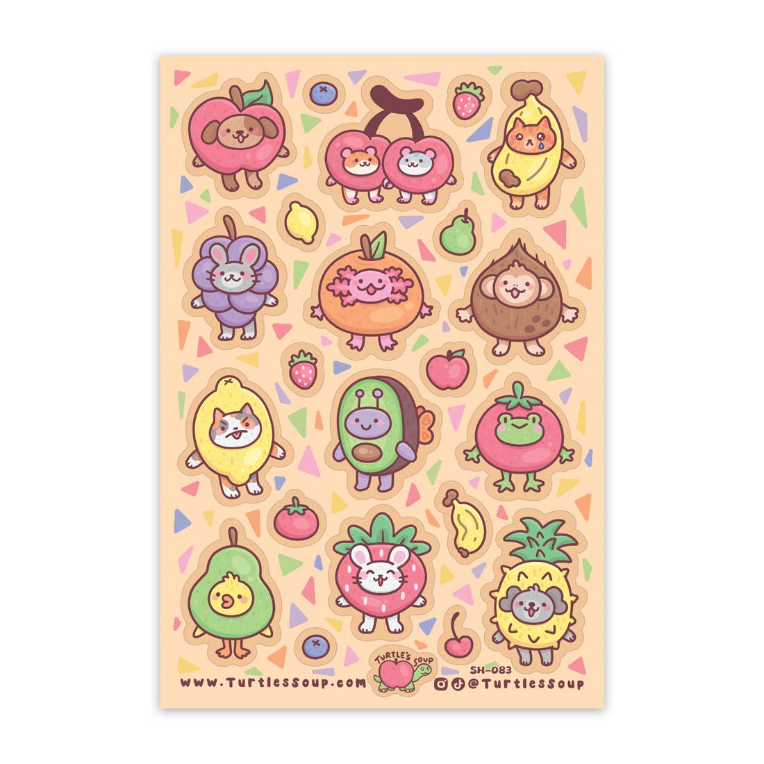Fruit Friend Animals Funny Cute Kawaii Glitter Sticker Sheet